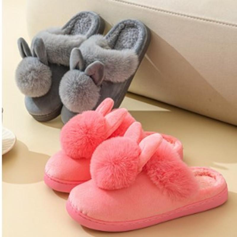 1 Pair Smellless Indoor Slippers Coldproof Fashion Cartoon Rabbit House Female Slippers