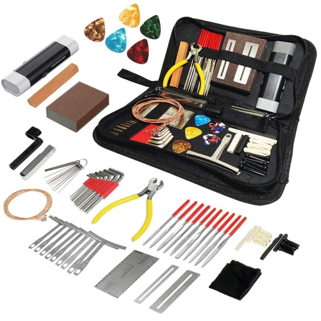 YWHWLX 72-Piece Guitar Maintenance Kit, Repair Tools, Guitar Repair Set, Guitar Cleaning Set, Care Tool Set for Acoustic Guitars, Electric Guitars,