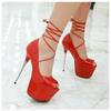 Sexy Extreme 16cm High Heels Platform Shoes Woman Peep Toe Red Gold Silver Women's Heeled Pumps Party Wedding Dance Shoes Female