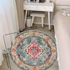 1Pcs  Boho Chic Pattern Round Area Rug Indoor Non-Slip Washable Fiber Carpet Soft Comfortable Mat For Bedroom Living Room