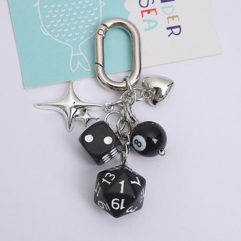 Dice Keychain Creative Star Manger Punk Style Keyrings for Women Bag Hanging Ornaments Accessories