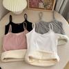 Winter Warm Undershirt Thick Slim Solid Color Thermal Outerwear Heating Vest Bottomed Tops Sleeveless Sexy Crop Top Tight Elasticity Female Undershirt