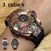 Cool Large Dial Quartz Watch Luxury Waterproof Watch with Rubber Strap Geometric Shape Business Watch