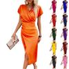 Women Summer V Neck Elegant Slim Fit Dress Casual Cocktail Work Wrap Formal Evening Dress
