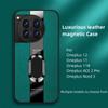 Ring Holder Plexiglass Leather Back Cover For Oneplus 12 11 11R Shockproof Silicone Protection Phone Case For One Plus 12 Ace2 Pro Nord 3 1+ 12