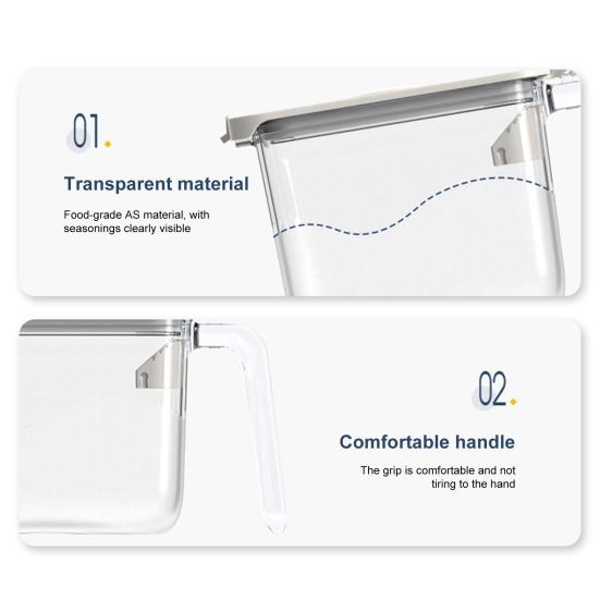 Seasoning Bottle with One-Hand Open Lid Measuring Spoon Silicone Ring Moisture-Proof Small