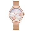 RORIOS Floral Dial Analog Quartz Watch with Water Resistance and Mesh and Elegant for Commuting and School Women's Mother-of-Pearl Band, Popular,