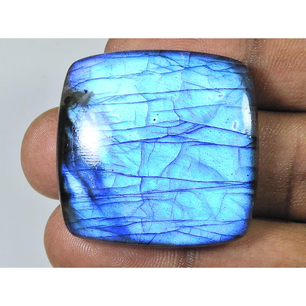 87Cts. Natural Deep Blue Labradorite Rectangular Cabochon Gemstone 32X33X7MM SK-1193