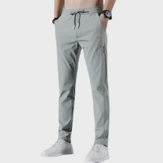 Men's Summer Ice Silk Stretch Casual Pants - Quick-Dry, Ultra-Thin, Loose Fit, Large Size, Straight Trousers