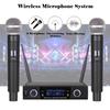 Professional UHF Dual Wireless Microphone System Kits 2 Channel Cordless Handheld Mic +Receiver Kareoke KTV Home Party Supplies Speakers