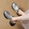 6Cm Design Feeling Thick Bottom Woven Bag Head Half Slippers Round Head Hollowed Out Outside Wearing High Heels Sandals Women
