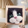 Photo Frame Ornaments with Shaping Base Wool Felt Interactive Lovely Cat Head Doll Knitting Kit Household Supplies