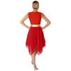 Womens Modern Lyrical Dance Costume Color Block Patchwork Sleeveless Irregular Hem Dress Dancewear