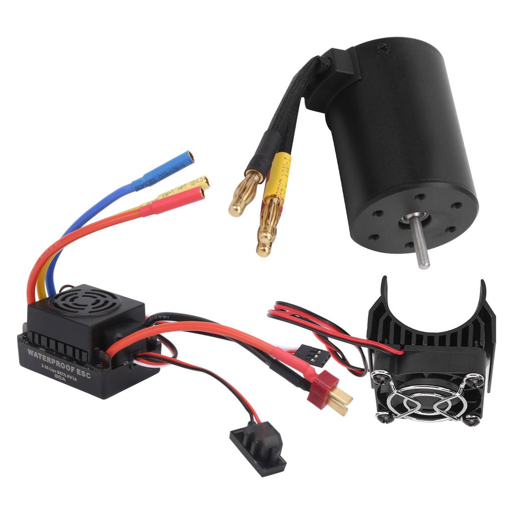 Waterproof 3650 3600KV Brushless Motor 60A Brushless ESC Heatsink Set for 18 110 RC Car