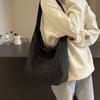 Canvas Bag Women'S Japanese Harajuku Solid Color Versatile Large-Capacity Shoulder Bag Student Class Commuter Bag Tote Bag