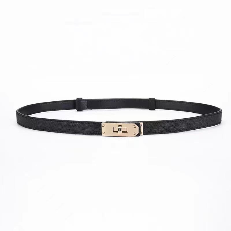 New Fashion Retro Genuine Leather Adjustable Gold Buckle Belt Women Thin Cowskin Belts Female Jeans Dress Waistband