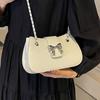 New Women's Bag  Summer Fashion Design Sense Chain Single  Shoulder Crossbody Bags Temperament Versatile Bow Underarm Bag