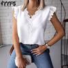 Women's Fashion Casual Summer Spring Solid Color Print Short Sleeve V-Neck Blouses & Shirts