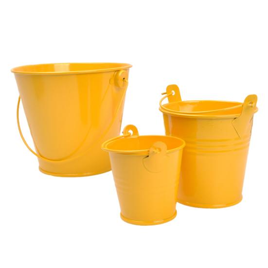 3Pcs Miniature Tin Bucket 1/12 Scale Hanging Small Bucket Multi-purpose Metal Bucket with Handle Dollhouse Accessories