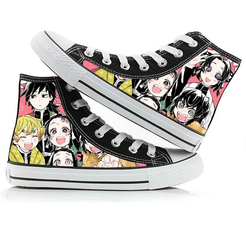 2024 Demon Slayer Print Canvas Shoes Fashion Anime Student Men Women Unisex Casual Shoe Lovers Couples Shoes