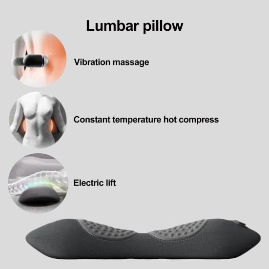 Lumbar Support Pillow Deep Tissue Massager with Heating & Vibration Memory Foam Cushion for Travel Home Office Use