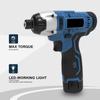 Cordless Impact Driver Kit, 1/4'' Hex Power Impact Drill with 2.0Ah/ 12V Li-ion Battery, 1-Hour
