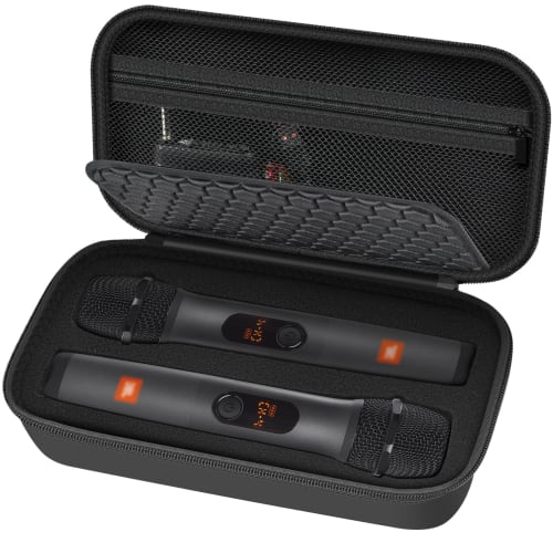 JBL Wireless 2-Mic Wireless Microphone Case/JBL Partybox Handheld Dual Microphone Travel Storage Bag for Receiver, Battery, and Other Accessories - Bl