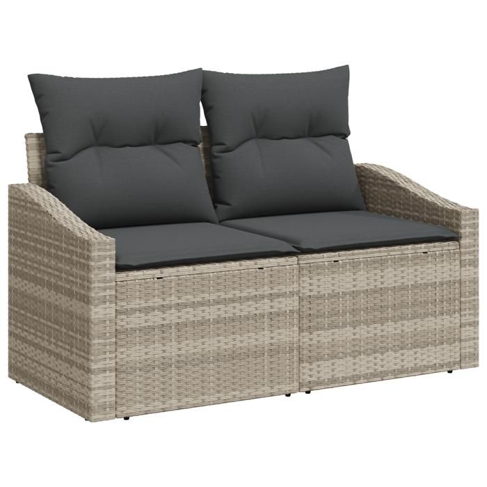 VidaXL Ensemble de canapé de jardin de 8 pièces avec coussins en gris clair poly rotin 3349048