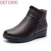 Fashion GKTINOO 2025 Fashion Winter Boots Women Leather Ankle Warm Boots Mom Autumn Plush Wedge Shoes Woman Shoes Big Size 35-41
