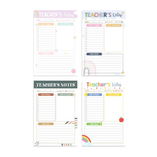 Bohemian Rainbow Teacher Notepad Gratitude Gift with To-Do Lists Contact Log & Notes Section Inspirational Planner for Educators