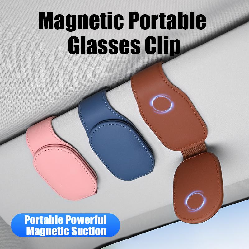 Car Glasses Clip Sun Visor Multifunctional Storage Ticket Business Card Holder Leather Glasses Case Clip Car Accessories