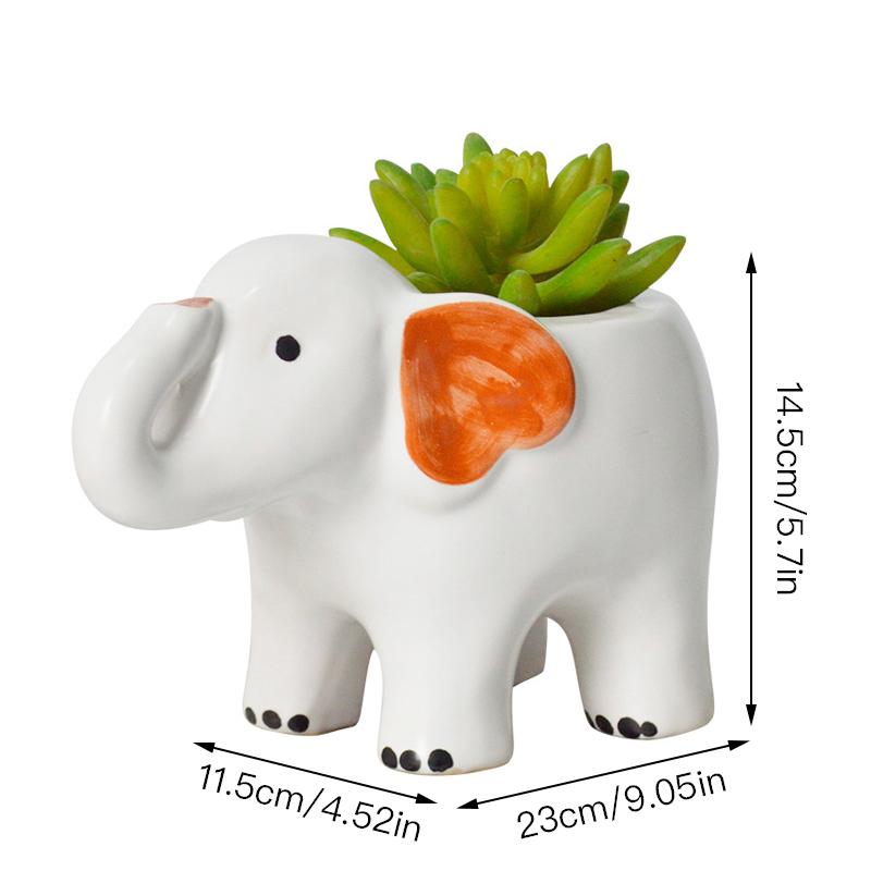 Cute Elephant Flower Pot Ceramic Succulent Pot Animal Planter Home Decor Desktop Ornaments Bonsai Plant Pot Garden Decoration