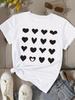 (Asian Size) Print Fashion Female Tee Top Women Clothing T Shirt Love Heart Printing Woman Short Sleeve Graphic T-shirts