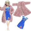 Winter Furry Coat+ Daily Mini Dress Fashion Doll Clothes for Barbie Dolls (NO DOLLS)