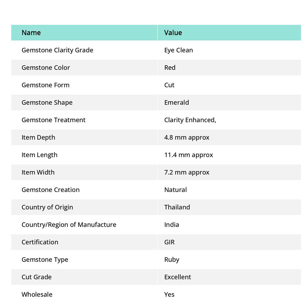 8.55 Carat Natural Red Ruby Emerald Shape CERTIFIED Loose Gemstone A-1327