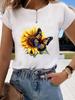 (Asian Size) Short Sleeve T-shirts Clothing Fashion Print  T Female Butterfly Sweet 90s Casual Women's Top Graphic Tee