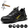 Модные мужские рабочие кроссовки с вращающимися пуговицами, обувь со стальным носком, защитные ботинки, устойчивая к проколам рабочая обувь, мужская неразрушимая защитная защитная обувь