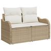 Canapé de Jardin 5 Pièces avec Coussins Beige Poly Rattan Acacia, Canapé de Jardin 2 Places avec Coussins Beige Poly Rattan 3349455