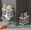 Wall-Mounted Stainless Steel Kitchen Utensil Holder with Drainage