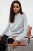 Women's Fashion Stylish Sweater Green Soft Textured Stand-Up Collar Seamless Knitwear Sweater
