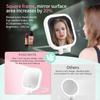 10X Magnification Rechargeable Travel Makeup Mirror 7 Lighted Portable Vanity Mirror with 3 Colors Lighting Stepl Dimming Doubl