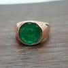 Round Dark Rich Green Emerald Quartz 925 Sterling Silver Rose Gold Overlay Ring Jewelry, Handmade Gift Wedding Ring