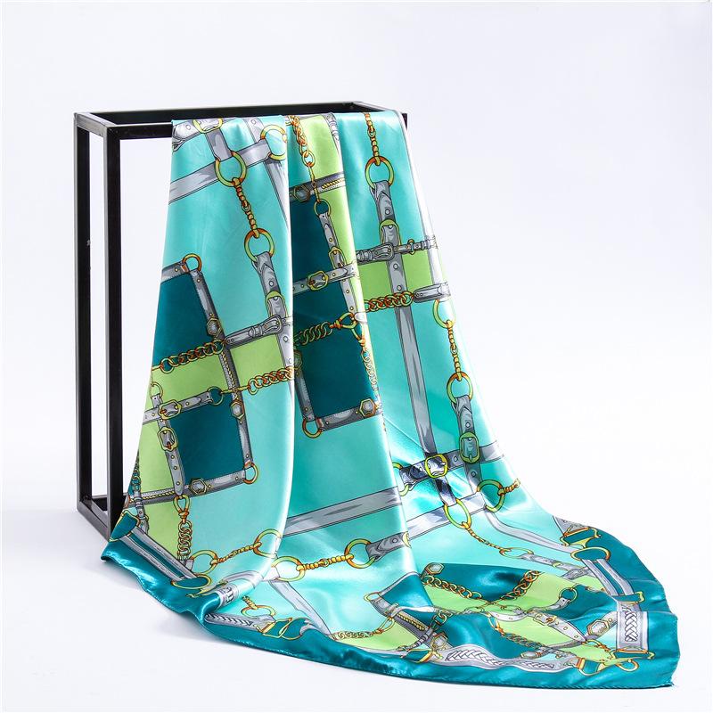 90cm Square Shawls Women Hijab Scarf For Hair Fashion Print Kerchief Neck Scarves Female Silk Satin Bag Scarfs For Ladies Banada
