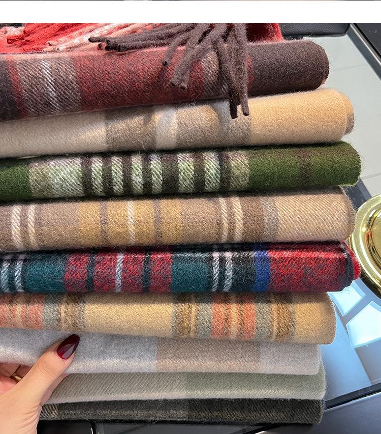 2024 Британский красный клетчатый шарф из искусственного кашемира: Теплый зимний подарочный платок на шею