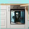 Smile Skeleton Halloween Open Door Glass Cabinet Kitchen Home Stickers Decor