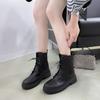 Size 42 Women Motorcycle Ankle Boots Wedges Female Lace Up Platforms Black Shoes Woman Botas Mujer