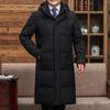 Long Down Jackets Men Winter Overcoat Casual Middle-aged Men's Down Coats Hooded Thick Warm Over The Knee Parka