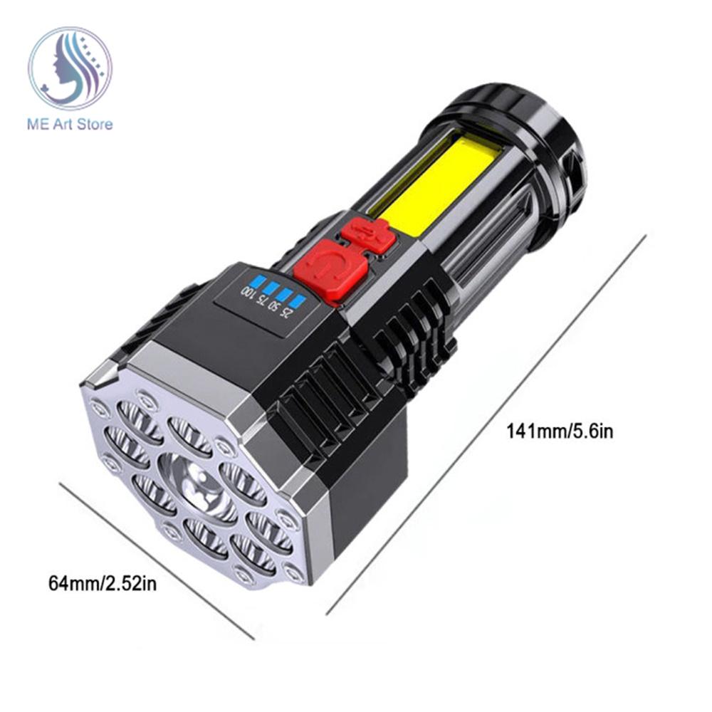 9 LED Super Bright Flashlight Rechargeable Outdoor Multi-function Waterproof LED Long-range Spotlight Battery Display COB Light
