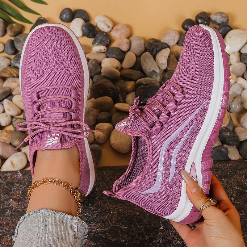 Модные женские кроссовки с мягкой подошвой, дышащей сеткой, легкие, нескользящие, повседневные спортивные туфли для женщин, удобные вязаные кроссовки без шнурков