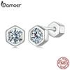 925 Sterling Silver Classic Hexagonal Moissanite Earrings Brilliant Round Cut Lab Diamond Wedding Engagement Earrings